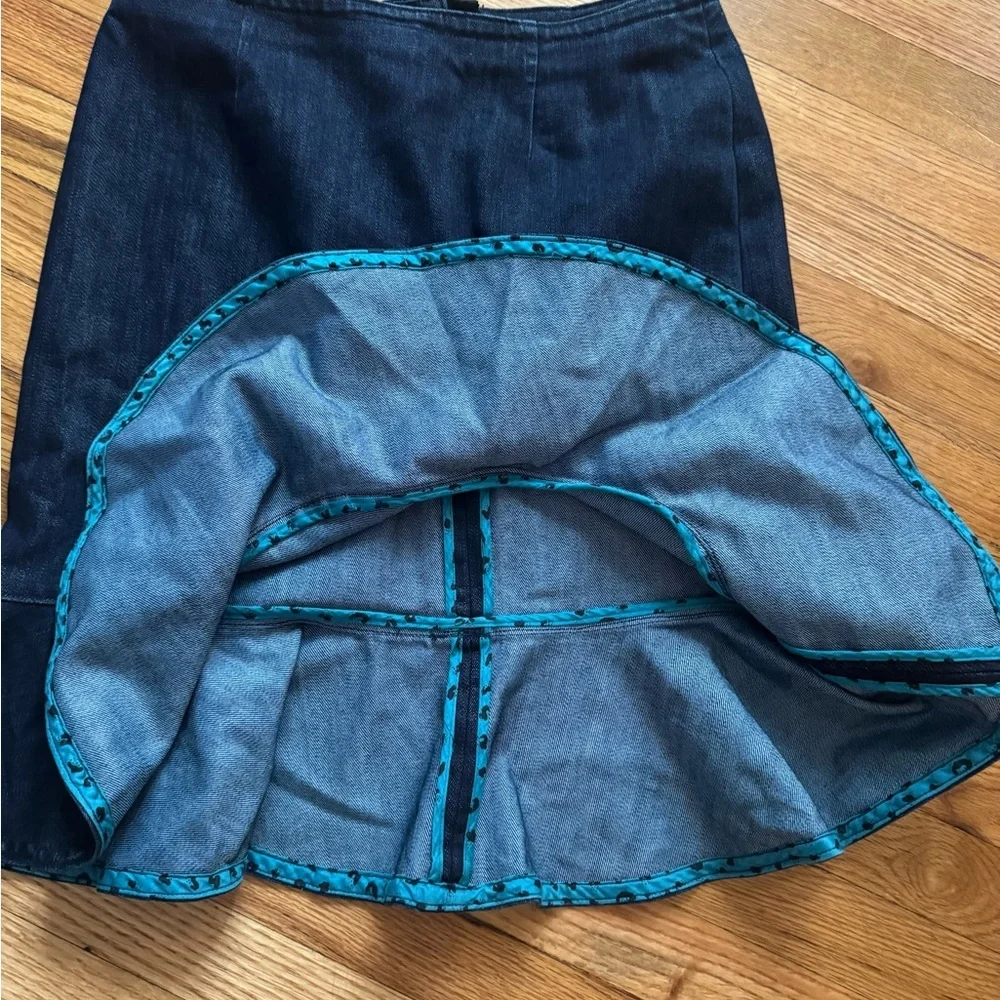 Leifsdottir Dark Blue Asymmetrical Denim Skirt with Ruffle size 2 - Picture 3 of 10